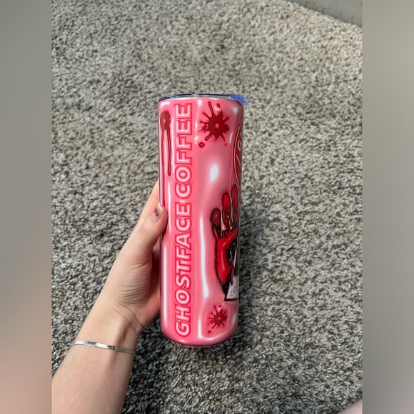Ghost face 20oz tumbler with lid and straw - Picture 2 of 4